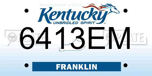 6413EM Kentucky License Plate