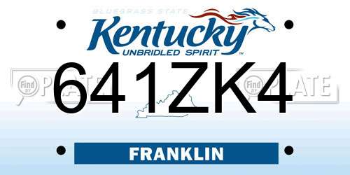641ZK4 Kentucky License Plate