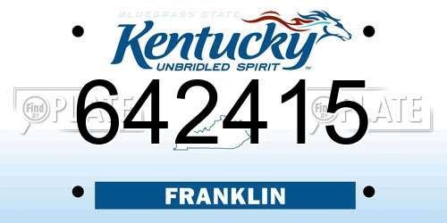642415 Kentucky License Plate