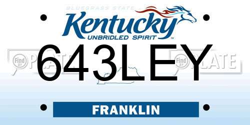 643LEY Kentucky License Plate