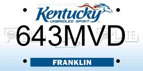 643MVD Kentucky License Plate
