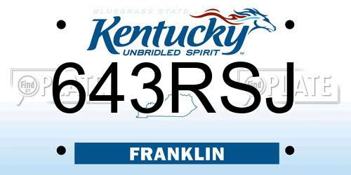 643RSJ Kentucky License Plate