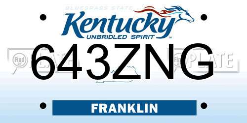 643ZNG Kentucky License Plate