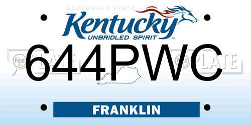 644PWC Kentucky License Plate