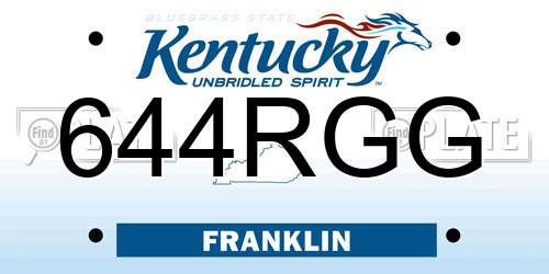 644RGG Kentucky License Plate