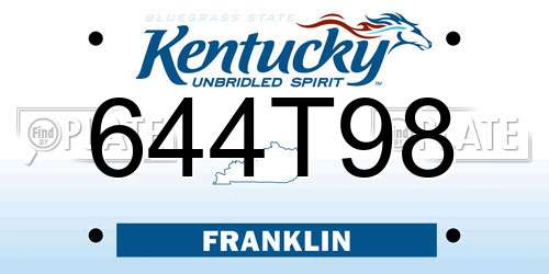 644T98 Kentucky License Plate