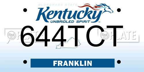 644TCT Kentucky License Plate