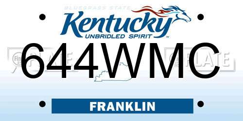 644WMC Kentucky License Plate