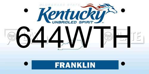 644WTH Kentucky License Plate