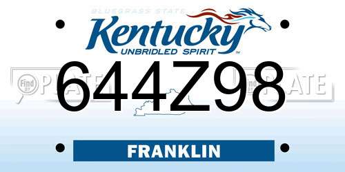 644Z98 Kentucky License Plate
