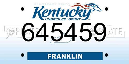645459 Kentucky License Plate