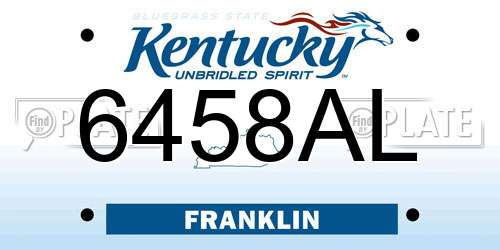 6458AL Kentucky License Plate