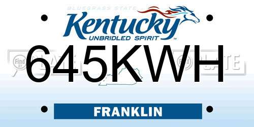 645KWH Kentucky License Plate