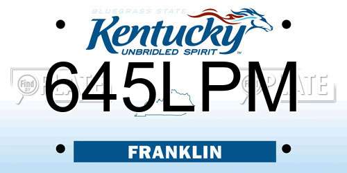 645LPM Kentucky License Plate