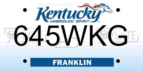 645WKG Kentucky License Plate
