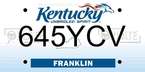 645YCV Kentucky License Plate