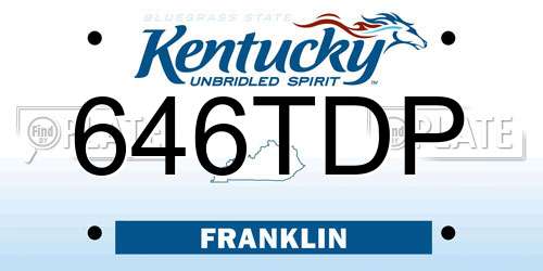646TDP Kentucky License Plate