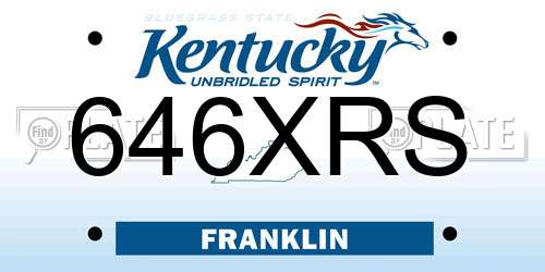 646XRS Kentucky License Plate