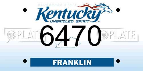 6470 Kentucky License Plate