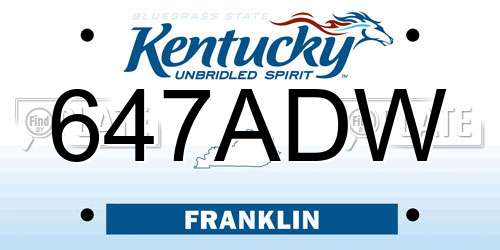 647ADW Kentucky License Plate