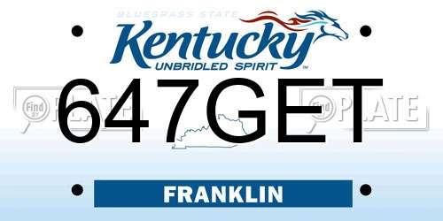 647GET Kentucky License Plate