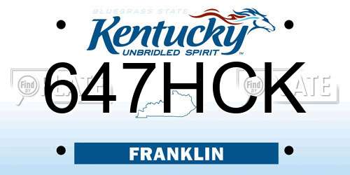 647HCK Kentucky License Plate