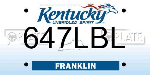 647LBL Kentucky License Plate