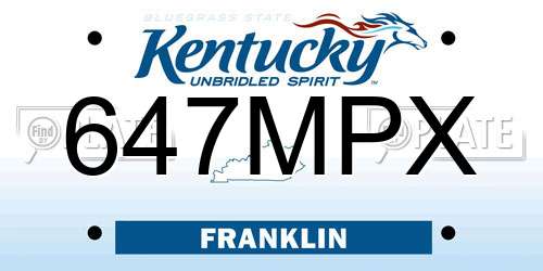 647MPX Kentucky License Plate