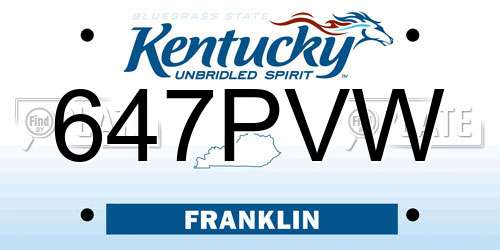 647PVW Kentucky License Plate