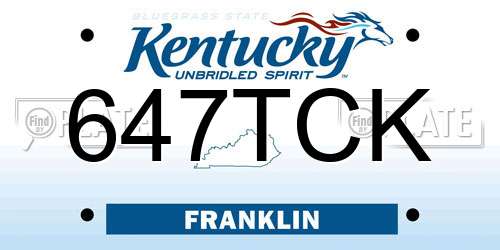 647TCK Kentucky License Plate