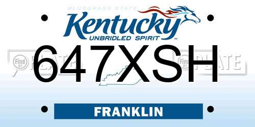 647XSH Kentucky License Plate
