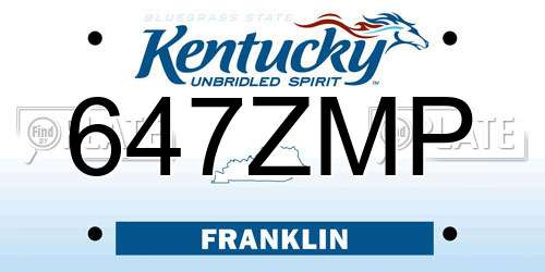 647ZMP Kentucky License Plate