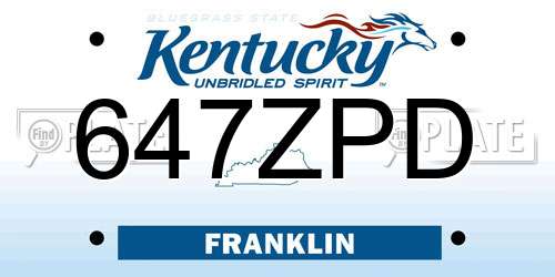 647ZPD Kentucky License Plate