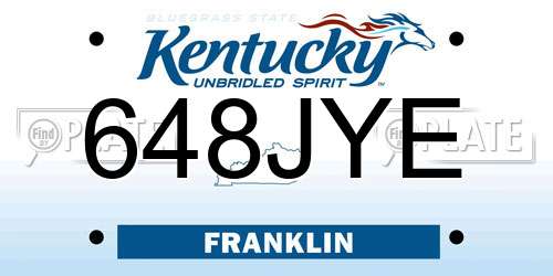 648JYE Kentucky License Plate