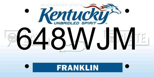 648WJM Kentucky License Plate