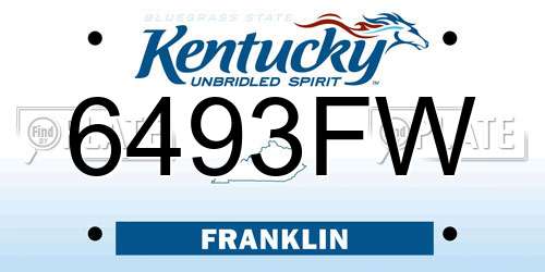 6493FW Kentucky License Plate