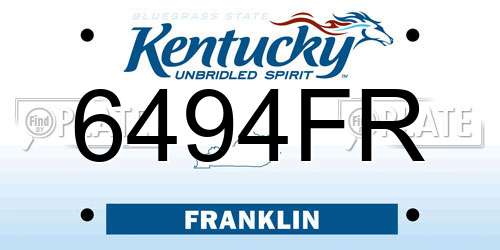 6494FR Kentucky License Plate