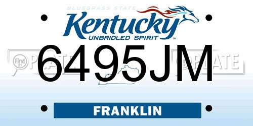 6495JM Kentucky License Plate