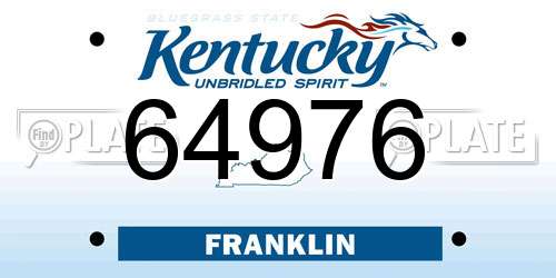 64976 Kentucky License Plate
