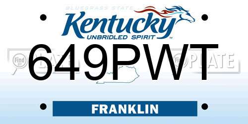 649PWT Kentucky License Plate