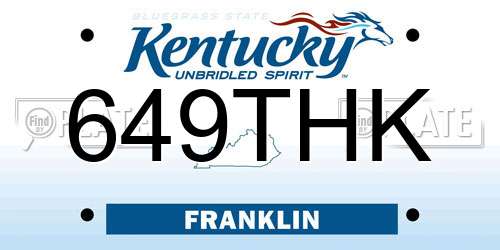 649THK Kentucky License Plate