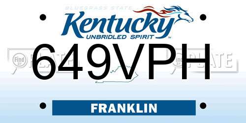 649VPH Kentucky License Plate