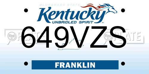 649VZS Kentucky License Plate