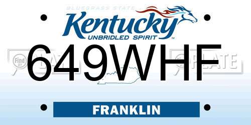 649WHF Kentucky License Plate