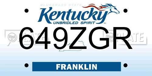 649ZGR Kentucky License Plate
