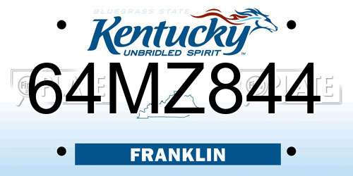 64MZ844 Kentucky License Plate