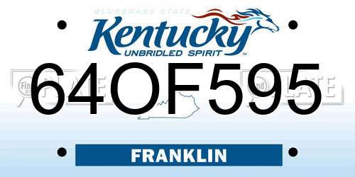 64OF595 Kentucky License Plate