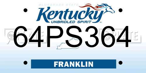64PS364 Kentucky License Plate