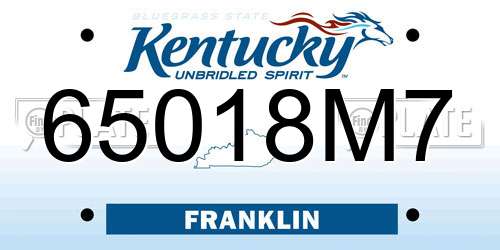 65018M7 Kentucky License Plate