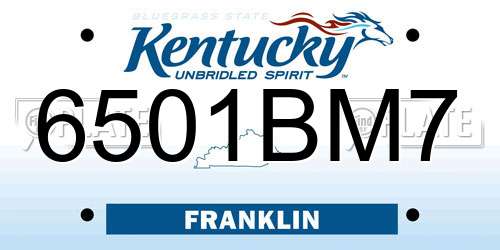 6501BM7 Kentucky License Plate